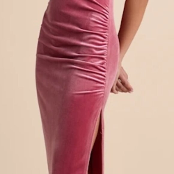 Lulus Glorious Celebration Pink Velvet Off-the-shoulder Maxi Dress - Size XS - Picture 2 of 3